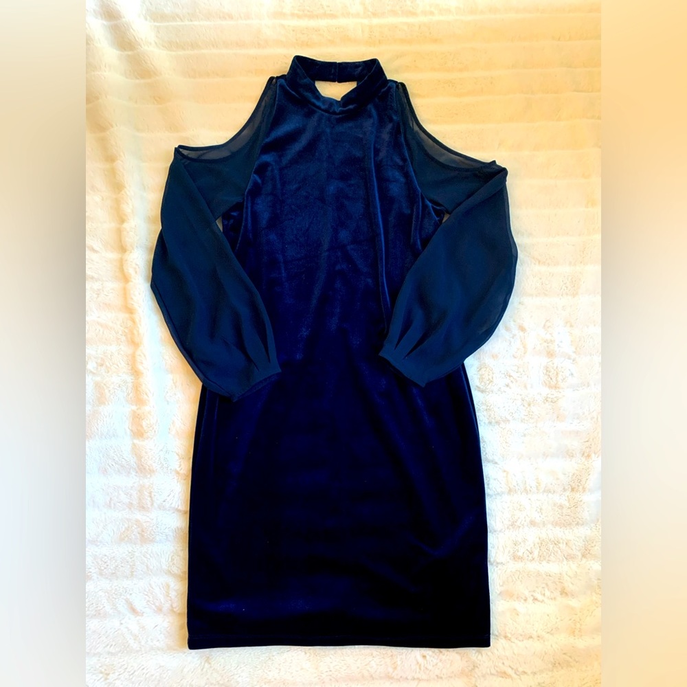 Royal Blue faux velvet dress